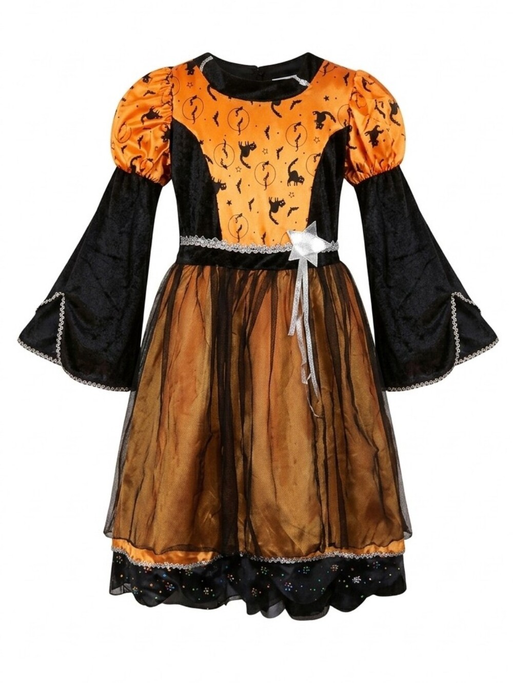 Rubies Halloween Witch Costume Long Flare Sleeve Dress Tulle Party Girls Medium